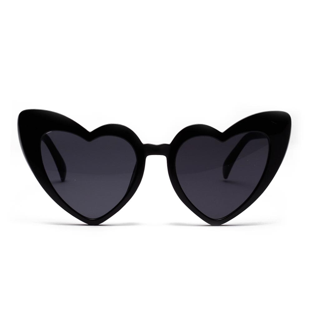 Hart Zonnebril Vrouwen Cat Eye Zonnebril Retro Liefde Hart Vormige Glazen Dames Winkelen Driver Bril: Black