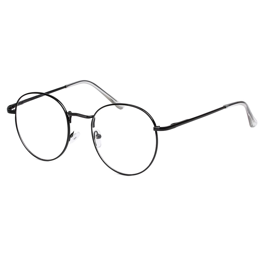 Women Men Metal Vintage Polygon Glasses Oversized Glasses Frame Optical Eyeglass Frame Spectacles Reading Glasses: Round-black