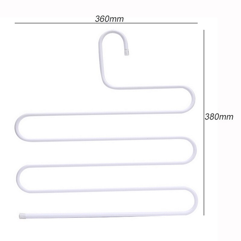 5 couches en acier inoxydable cintres S forme pantalon cintres de rangement vêtements support de rangement multicouche stockage tissu cintre 1PC: 38x36cm white