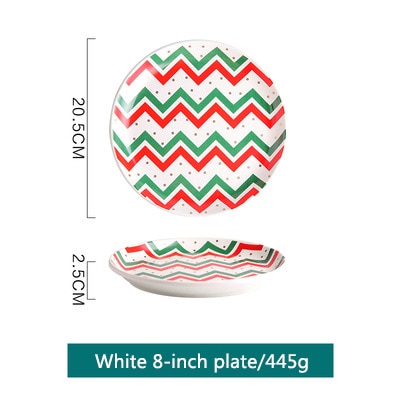 Christmas Cup Bowl Mug Christmas Party Tableware Set Porcelain Breakfast Plates Dishes Noodle Bowl Coffee Mug Tableware: White plate