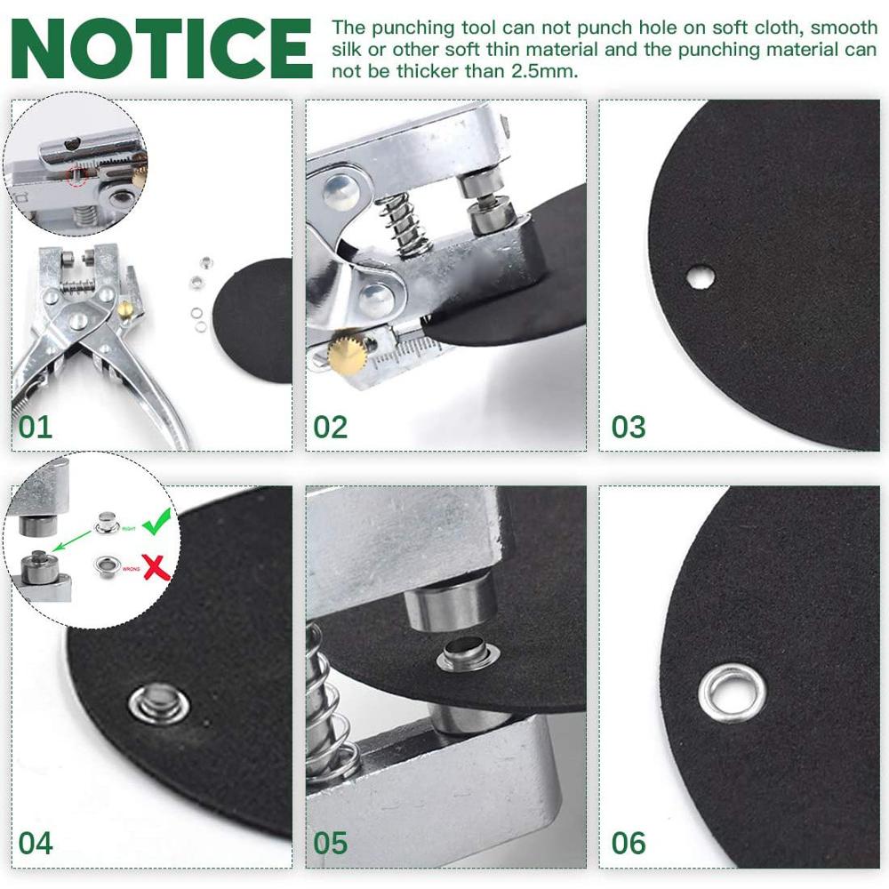 500 Sets Grommet Kit,Grommet Setting Tool Metal Eyelets Set with Install Tool Kit in Storage Box ,Leather Crafts DIY Projects