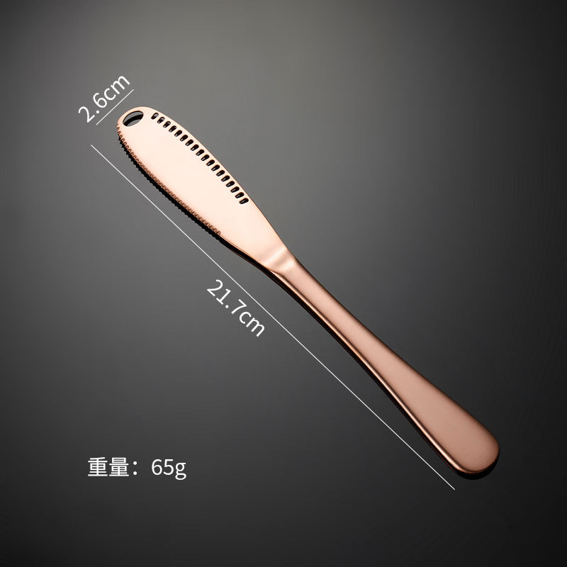1pcs Stainless Steel Round hole Cheese knife Bread Marmalade spread Butter knife Dessert Jam cheese tools Tableware: Rose gold