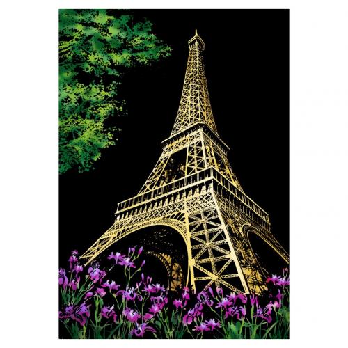 City Scratch Painting Drawing Paper DIY Art Craft Scratchboard Wall Decoration: Iron Tower