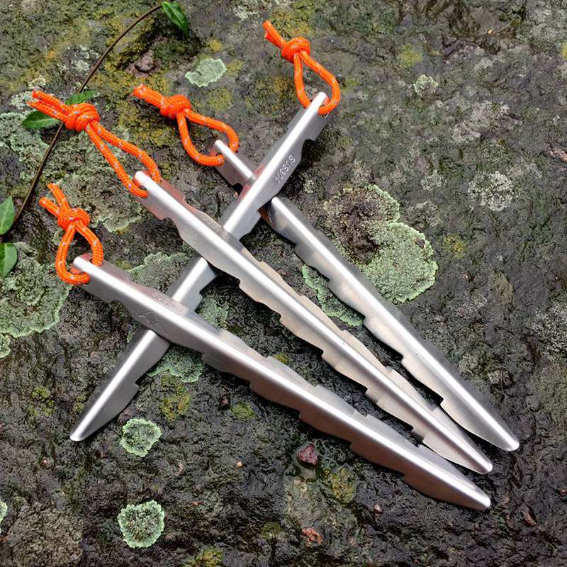 304 Stainless Steel Titanium Tent Peg V Shape Titanium Spike Windproof Outdoor Camping Ground Nails Traveling Tent Accessories