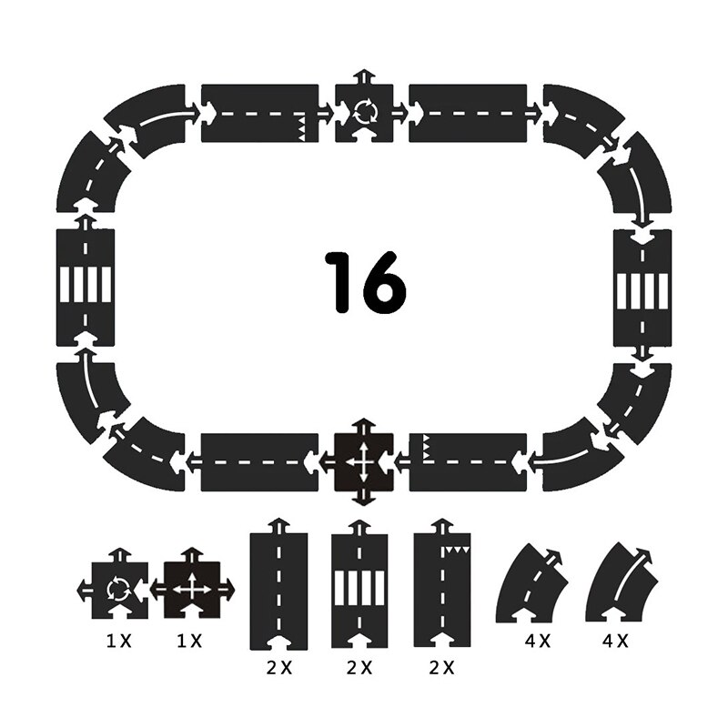 Kids Educatief Verkeer Speelgoed Voor Kinderen Road Building Speelgoed Auto Rijbaan Expressway Snelweg Flexibele Puzzel Spoor Set: 16 pcs