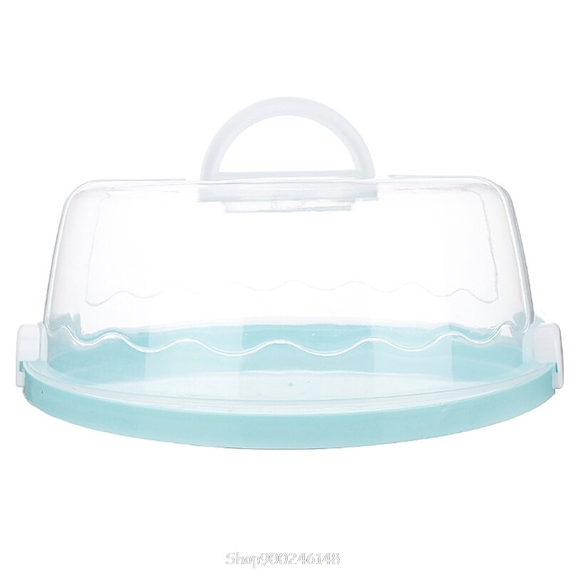 Portable Plastic Round Cake Box Cupcake Dessert Container Case Sealing Handheld Carrier Wedding Birthday Supplies S19: Blue