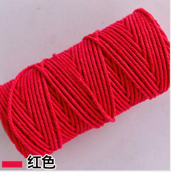 Kleurrijke Zachte Katoen Twisted Cord Macrame Touw Craft Artisan String DIY Handgemaakte Koppelverkoop Draad Koord Touw: Rood