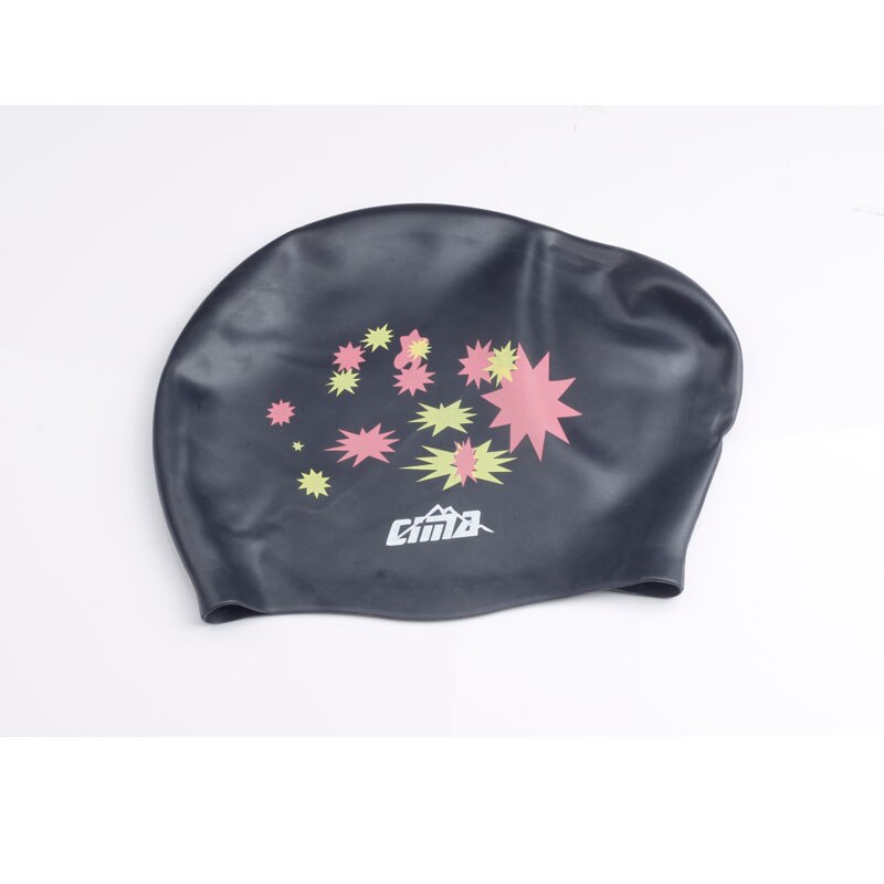 Gorro de natación de silicona para mujer, gorro de baño de pelo largo Extra grande, impermeable, con copa de oreja, protege las gorras de natación elásticas: Black