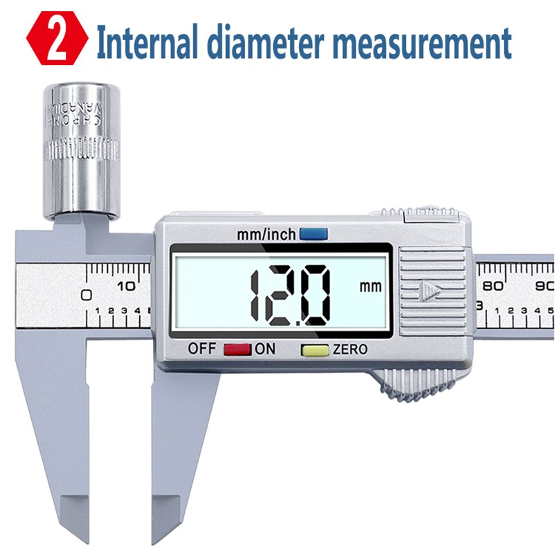 150mm LCD Digital Caliper Carbon Fiber 6Inch Electronic Vernier Caliper Micrometer Measuring Tool Thickness Depth Gauge Ruler
