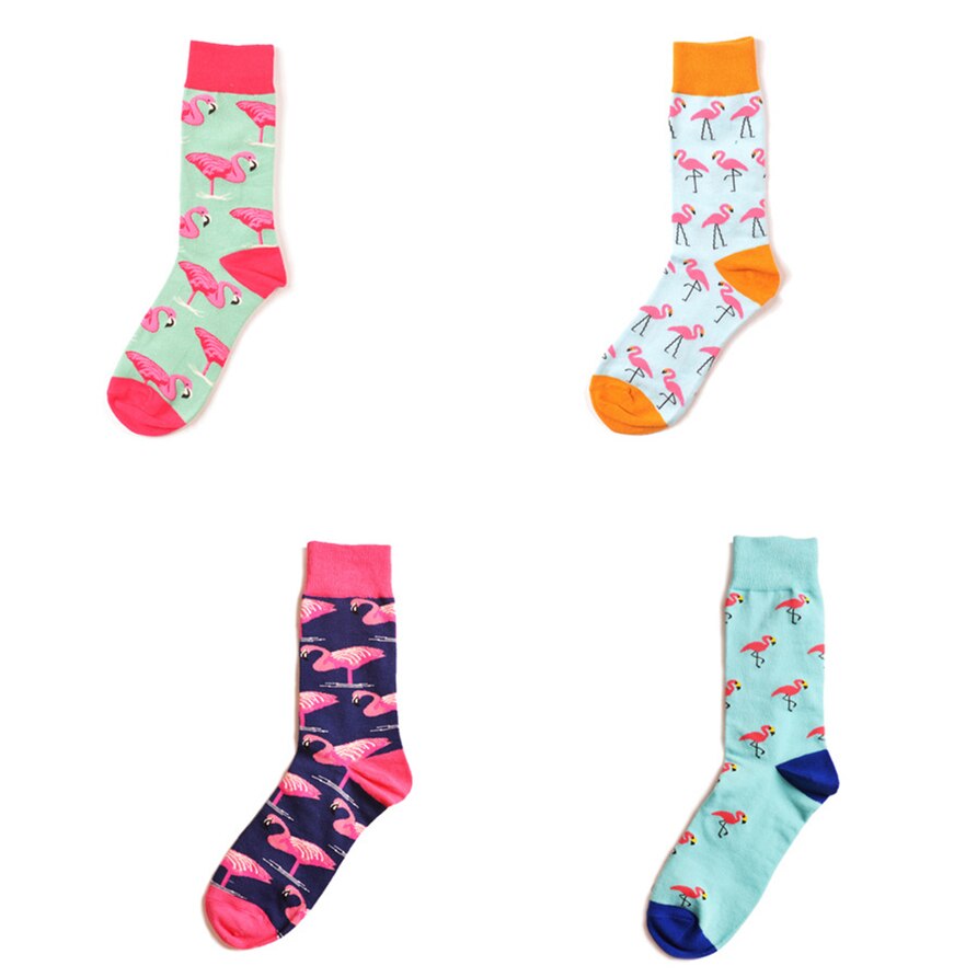Calcetines de algodón con de flamenco para adulto, medias cálidas con de animales, flamencos, Grulla, llama, fuego, fla, pluma de pájaro rosa, lago