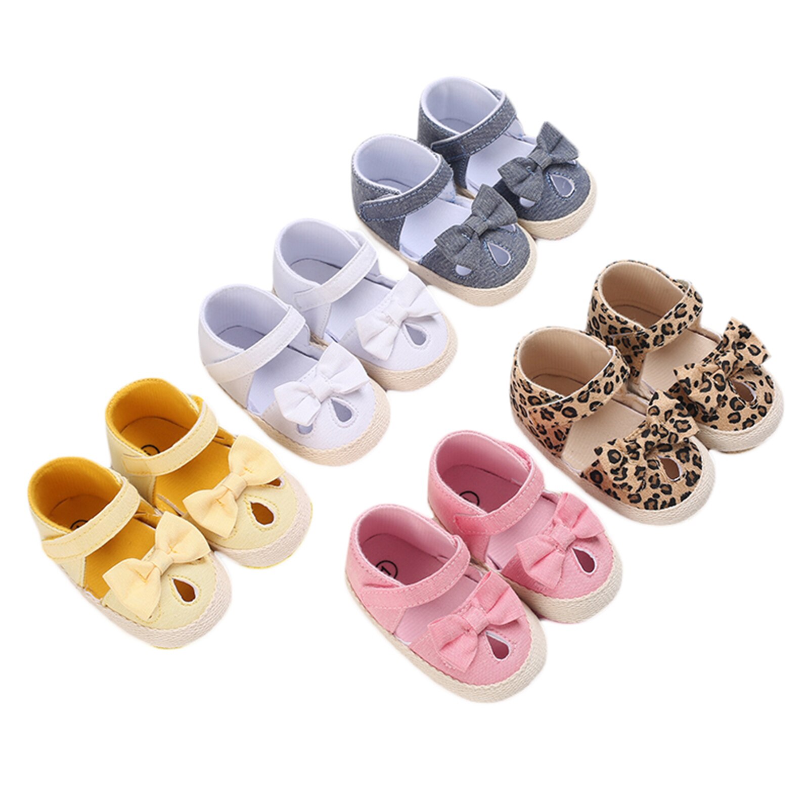 Scarpe da bambina per bambini sandali piatti per bambini sandali suola in gomma morbida antiscivolo estate Hollow Bow presepe First Walker Shoes