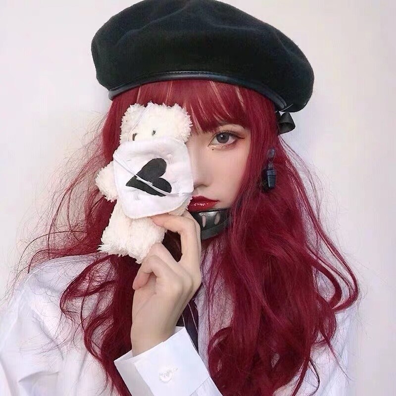 Harajuku Fibbia Regolabile Donna Berretti Neri di Modo di Autunno di Inverno Della Ragazza del Cappello Pittore