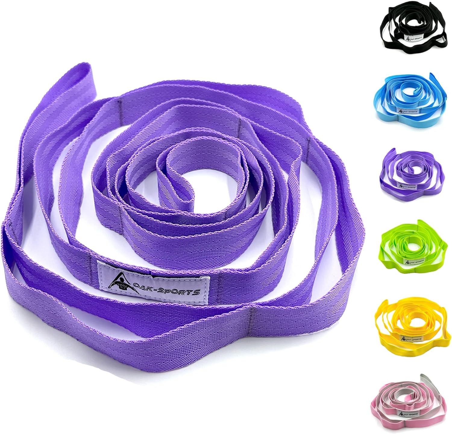 Correa de estiramiento Correa de yoga con bucles, correas elásticas para fisioterapia, correa de ejercicio no elástica para Pilates, danza: Morado