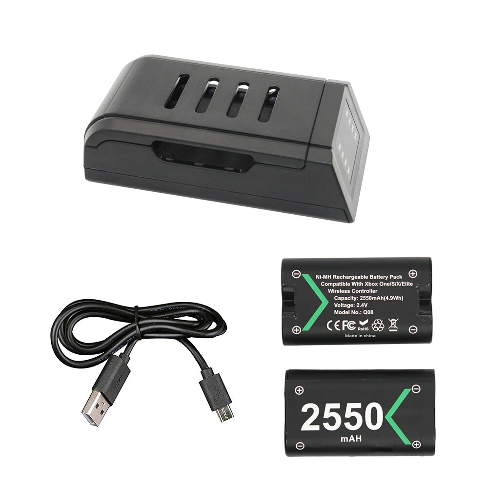 2x2550 mAh Batterijen + 1 Usb-kabel + 1 Charging Dock Voor DE XBOX EEN Controller Opladen Kit Oplaadbare backup Battery Pack