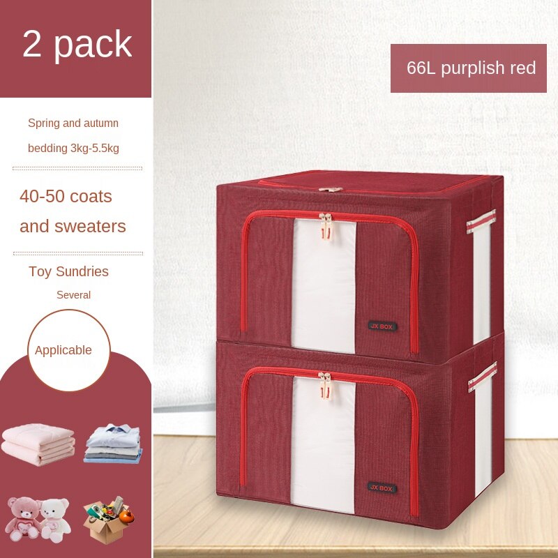 Super large cotton and linen storage box fabric clothing finishing box box folding storage bag household wardrobe artifact: Clear