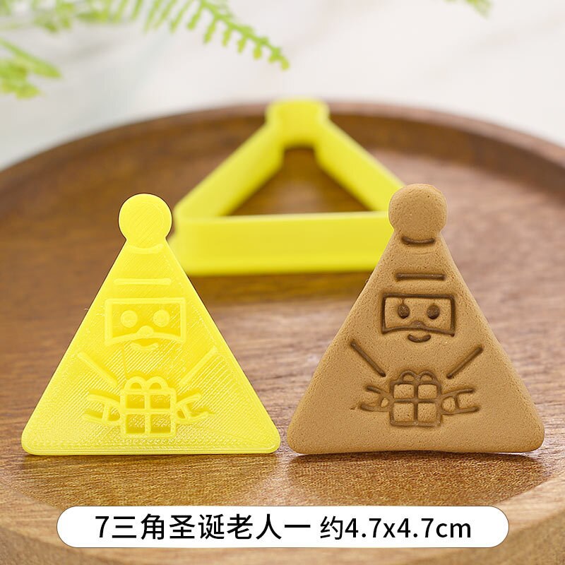 Cartoon Kerst Serie Biscuit Mold Driehoek Ronde 3D Drie-Dimensionale Drukken Keuken Handgemaakte Biscuit Cutter Bakken Tool: Style 7