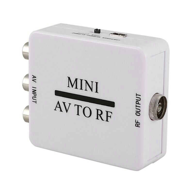 Mini HD caja convertidora de vídeo RCA AV CVSB a RF convertidor adaptador de Video de apoyo de RF 67,25 Mhz 61,25 Mhz AV a RF Scaler conmutador de TV: Default Title