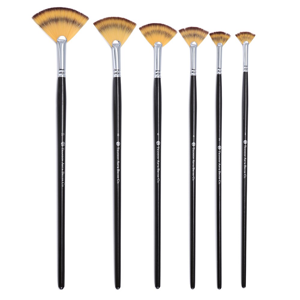 1Pc Nylon Hair Fan Brush Pen Wooden Handle Acrylic Water Oil Painting Artist Brush Oil Painting Drawing Crafts