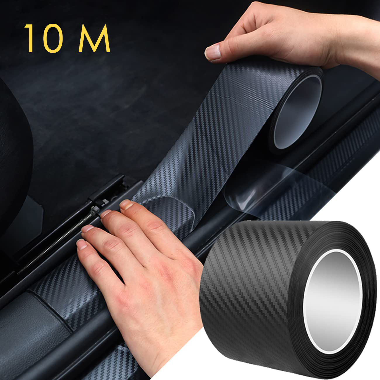 1-10m Autocollant de bande 3D voiture en fibre carbone, pâte miroir porte, protection bricolage, film adhésif étanche adhésifs Adhésive Nano pour Rétroviseur et Protecteur Imperméable DIY