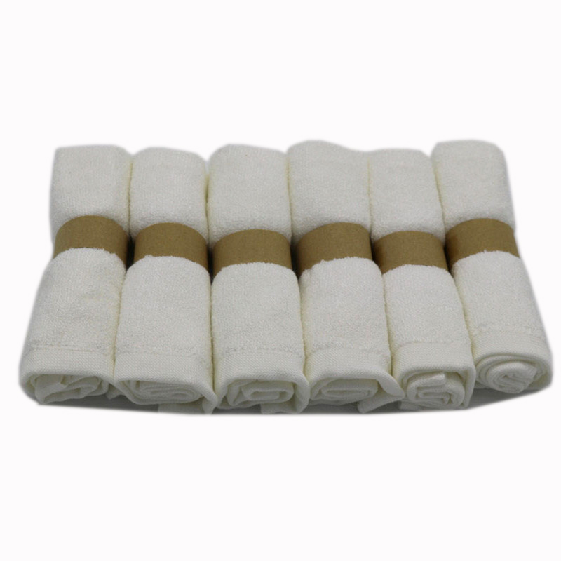Økologisk premium bambus vaskeklude bambusfiber naturligt babyhåndklæde 6 pakke / sæt pr. æske størrelse 10 " x10 "