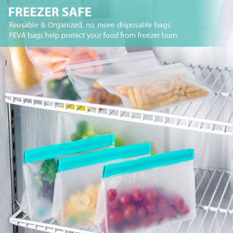 10Pcs Peva Silicone Voedsel Opbergtas Herbruikbare Vriezer Tas Lekvrij Top Zip Lock Tassen Keuken Organizer Vers Houden tas