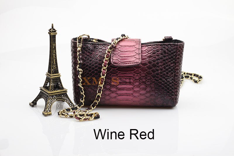 XMESSUN Mode Handtas Reliëf Python Lederen Schoudertas Cross-body Bag Lady Handtas Pouch Trendy Tas: Wine Red