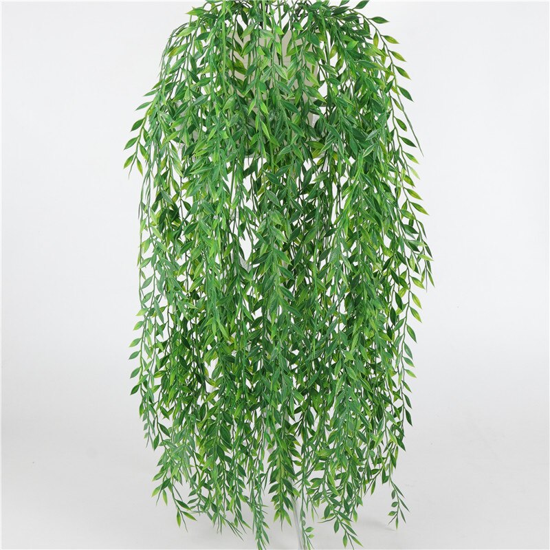 Artificial Willow Leaves Faux Foliage Plastic Greenery Garland Wall Porch Patio Arch Balcony Basket Garden Party Wedding Decor