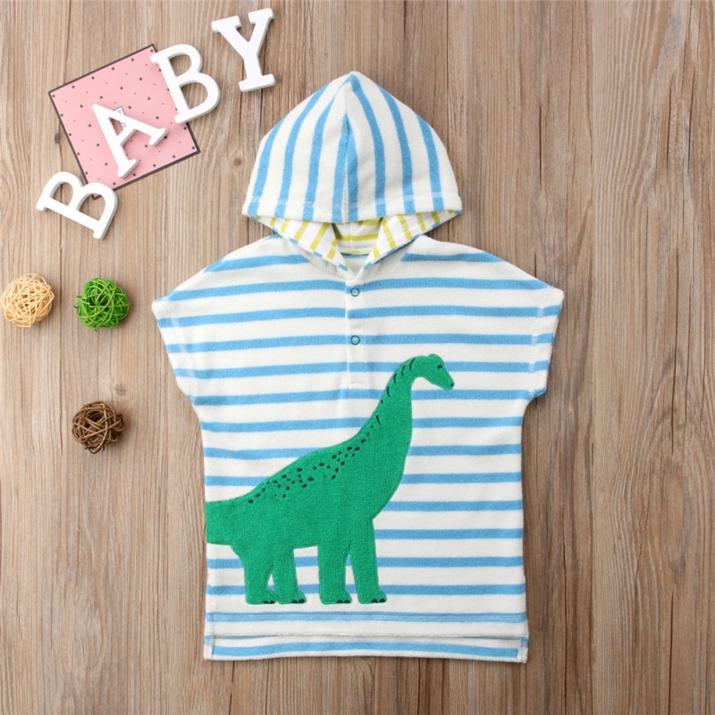 Zomer Kids Baby Meisje Jongen Hooded Gewaden Unisex Kind Losse Korte Mouw Poncho Zwemmen Strand Badjas Dier Gedrukte Robe 1-6Y
