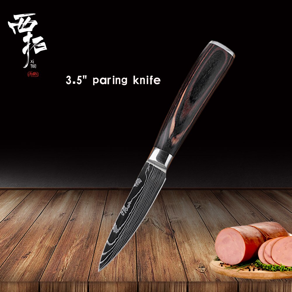 XITUO Chef Knife Practical Santoku Cut Meat Fruit and Vegetable Fish Fillet Food Knife anti-stick Damascus pattern Kitchen Tool: 3.5inch paring knife