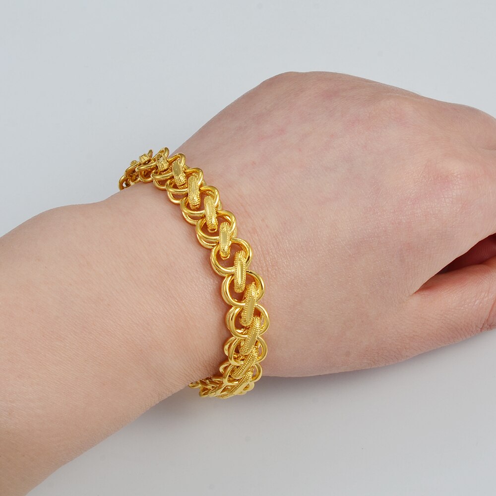 Anniyo Dikke Armbanden Mannen Vrouwen Goud Kleur Hand Chain Banglet Afrikaanse Dubai Arabian Sieraden Verjaardagscadeaus 2022 #135916