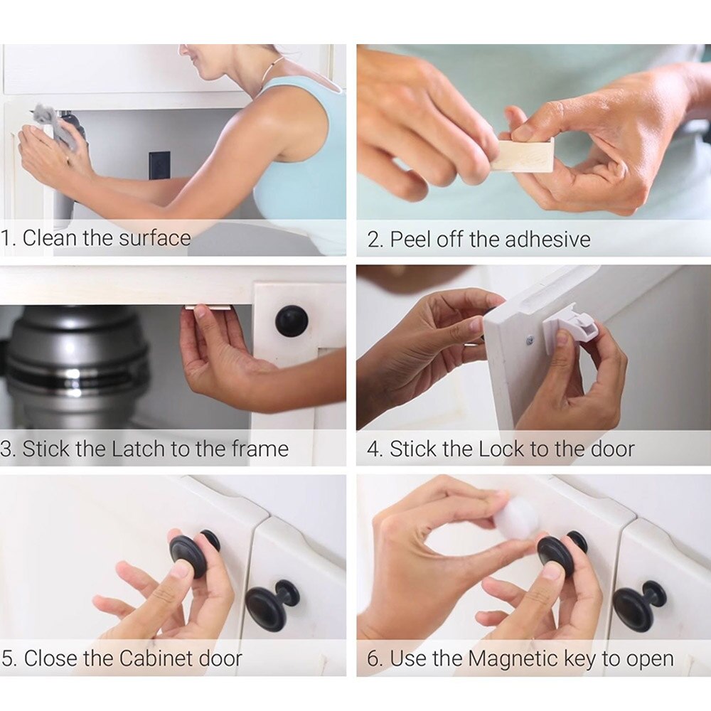 Children Lock Baby Safety Magnetic Lock Child Protection Kids Drawer Locker Security Cupboard Cabinet Locks 4/8pcs lock+1/2key