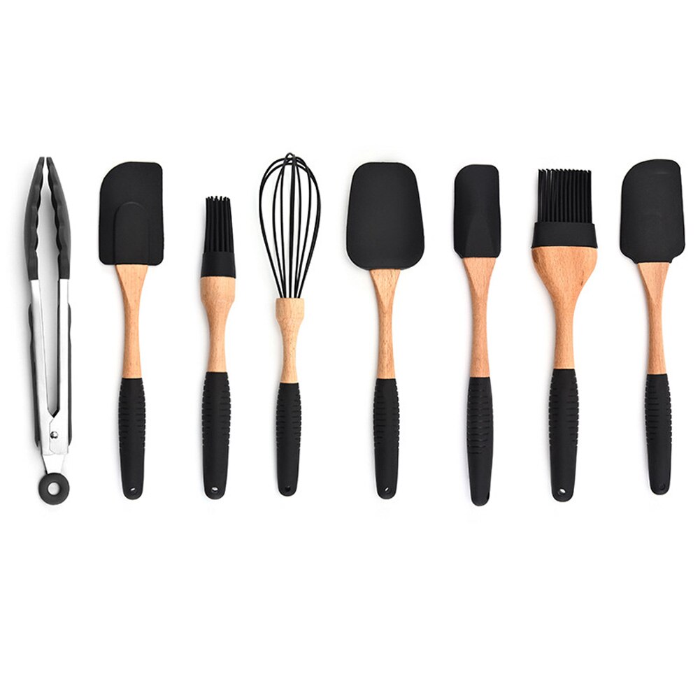 Silicone Non-stick Cooking Baking Utensils Tools Set Heat Resistant Spoon Spatula Egg Beaters Kitchen Accessories AUG889: 8 pcs
