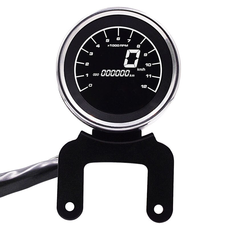 12V Universal Tachometer Speedometer Odometer Fuel Gauge Meter LCD Indicator Round Blue Light Digital Motorcycle Accessories