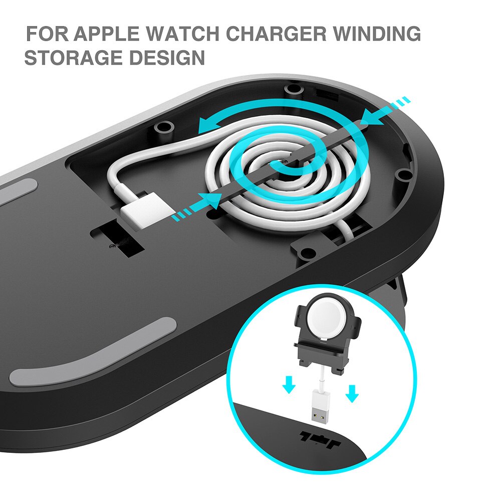 3 in 1 ladestation til apple watch airpods pro  qi 15w hurtig trådløs opladerstander til iphone 11 xs xr  x 8 samsung  s20 s10