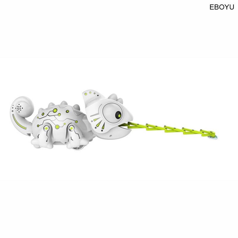 EBOYU 777-618 RC Robotic Chameleon Toy with Multi Colored LED Lights and Bug Catching Action RC Robot Hungry Chameleon Pet Toy