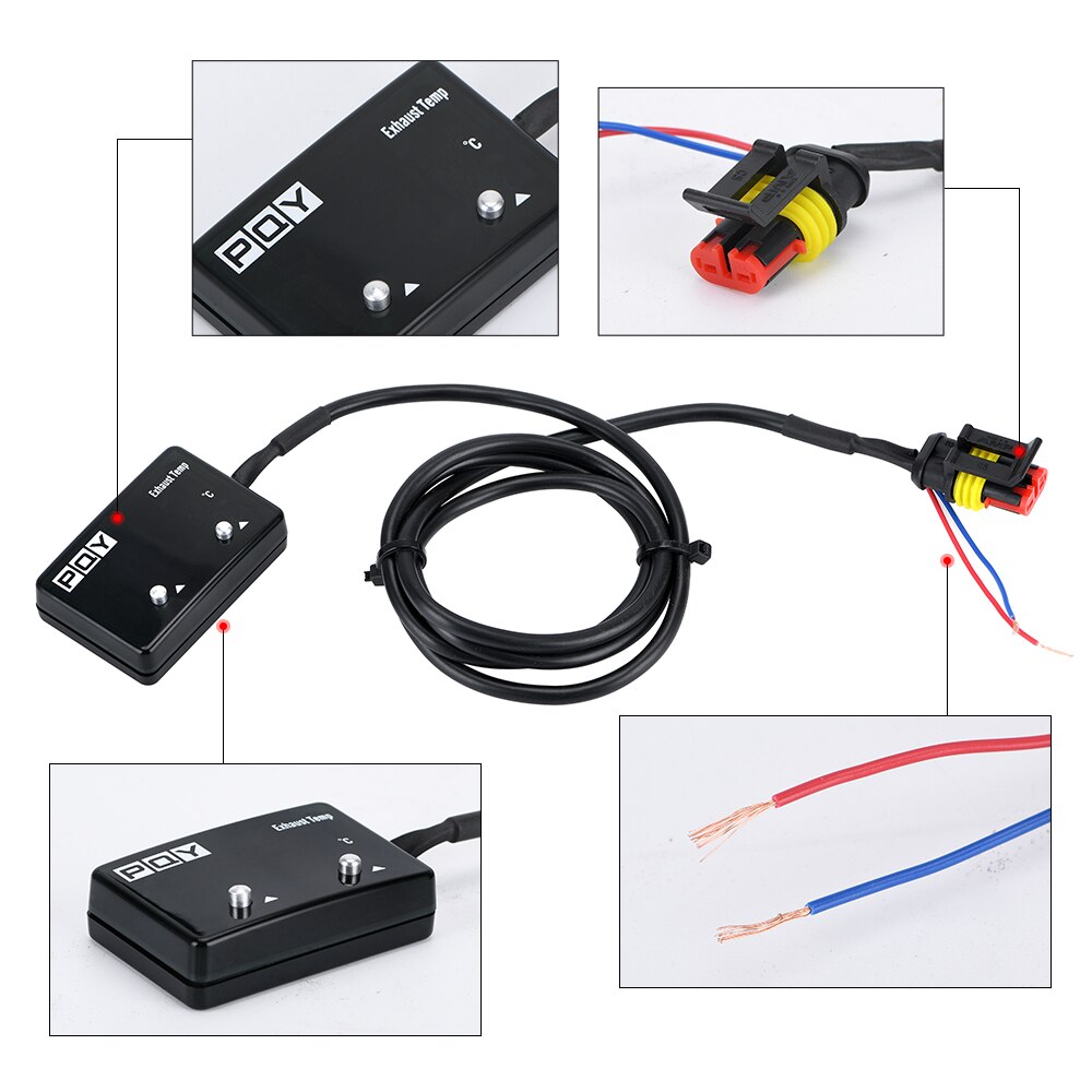 Car Exhaust Temp Gauge Exhaust Gas Meter Digital With Sensor EXT Temperature Meter Turbo for 4WD Hilux Patrol EGT JR-TAG06-QY