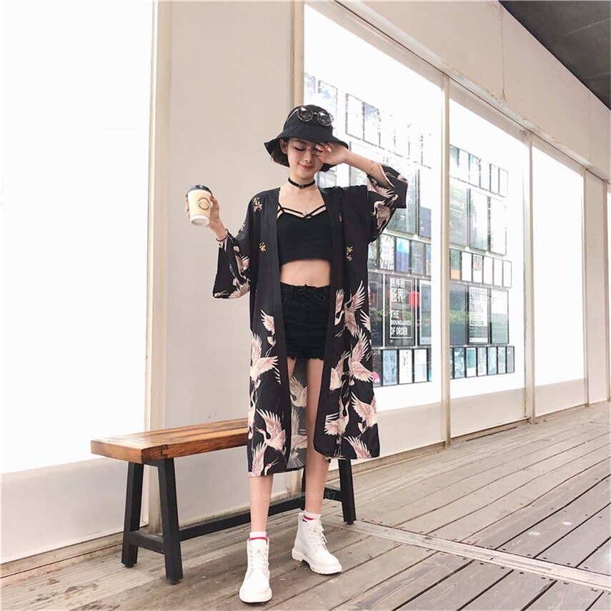 Japanse Kimono Traditionele Vrouw Lange Kimono Vest Cosplay Blouse Shirt Yukata Vrouwelijke Japanse Jurk Haori Kleding
