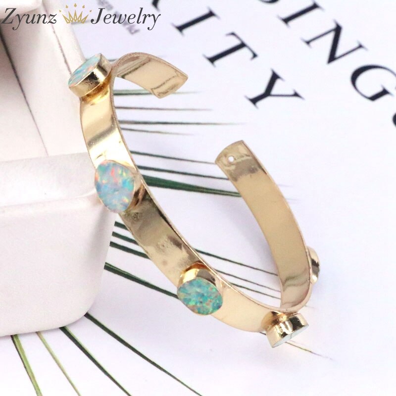 3PCS, Gold color Natural Gem stone Adjustable Bracelets Jewelry Cuff Bangle