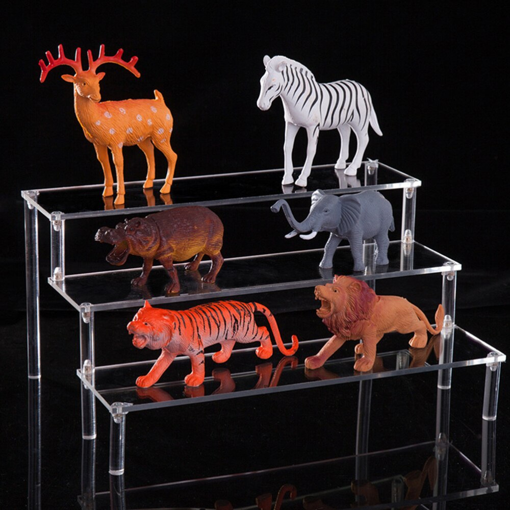 Acrylic 3-layer Storage Rack Stepped Shelf Display Stand Desktop Organizer Holder for Model (20cm)