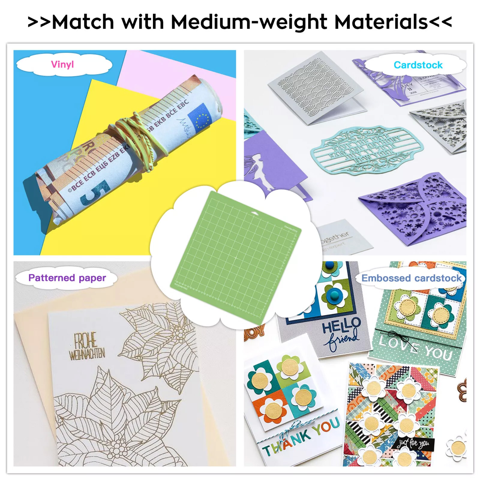 Tapete de corte de pvc de 12 polegadas, 3 peças para cricut maker explorer papel diy multifuncional durável artesanato arte placa de gravura almofada de costura