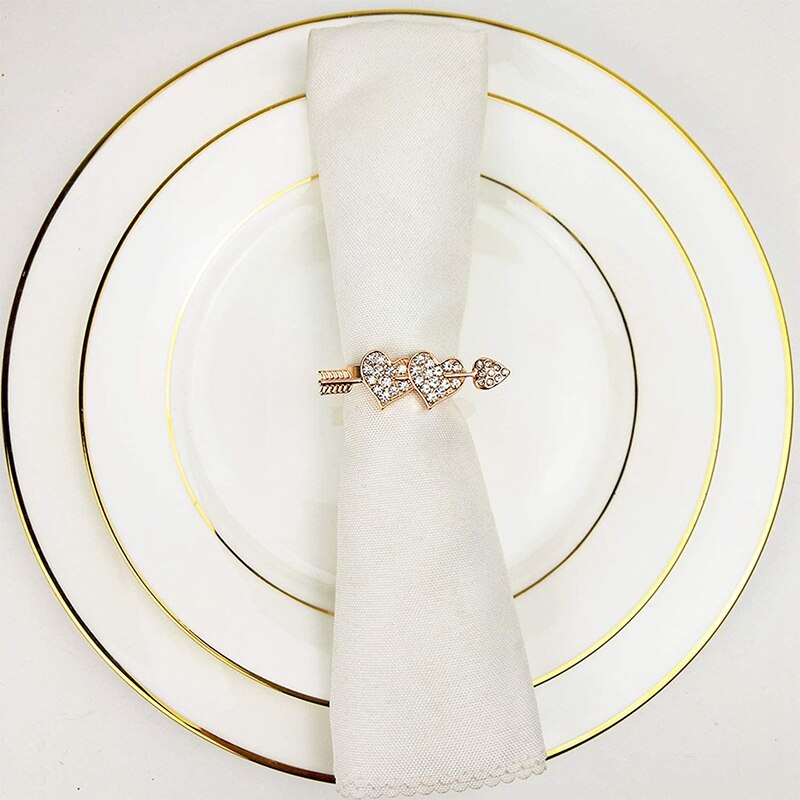 6 Stuks Servet Ring En Hartvormige Servet Ring Set, Geschikt Voor Kerstmis, Partijen, diner Partijen, Bruiloften,