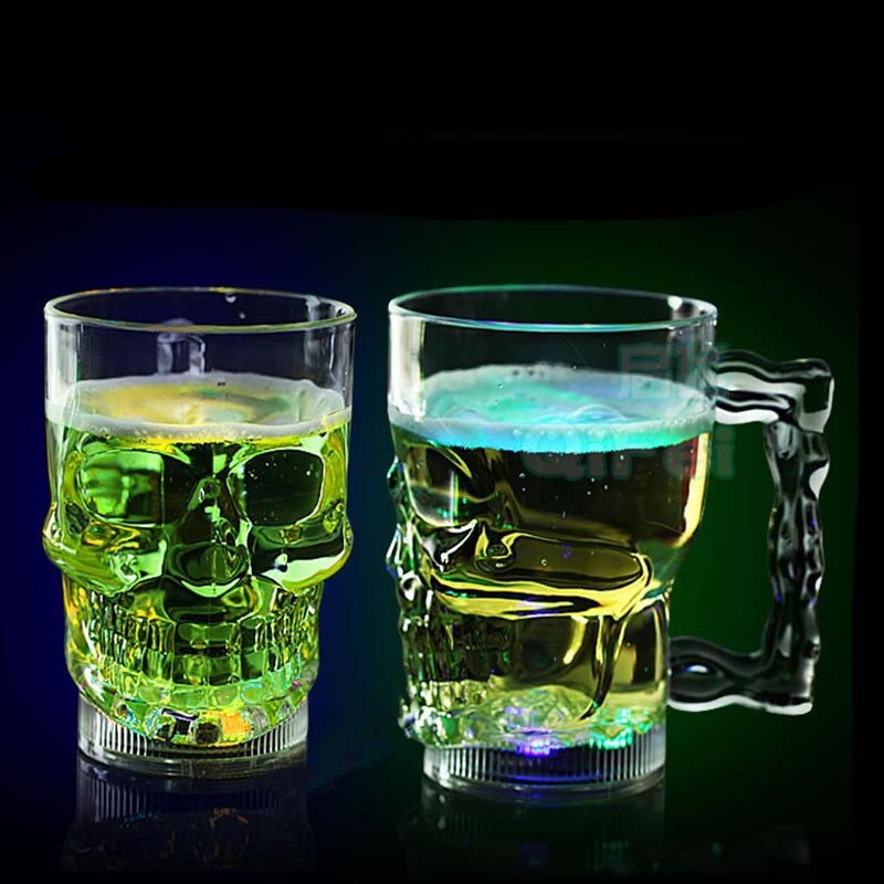 Skull Cup Automatic glow Lighting Mug LED Party Bar Pub Kitchen Wine Food Grade Plastic Mug