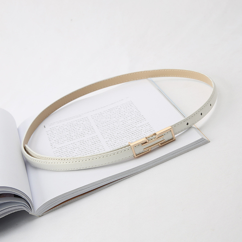 Mode lederen dunne riem dames broekjurk decoratie tailleband effen kleur magere taille riem dames verstelbare tailleband: WHITE