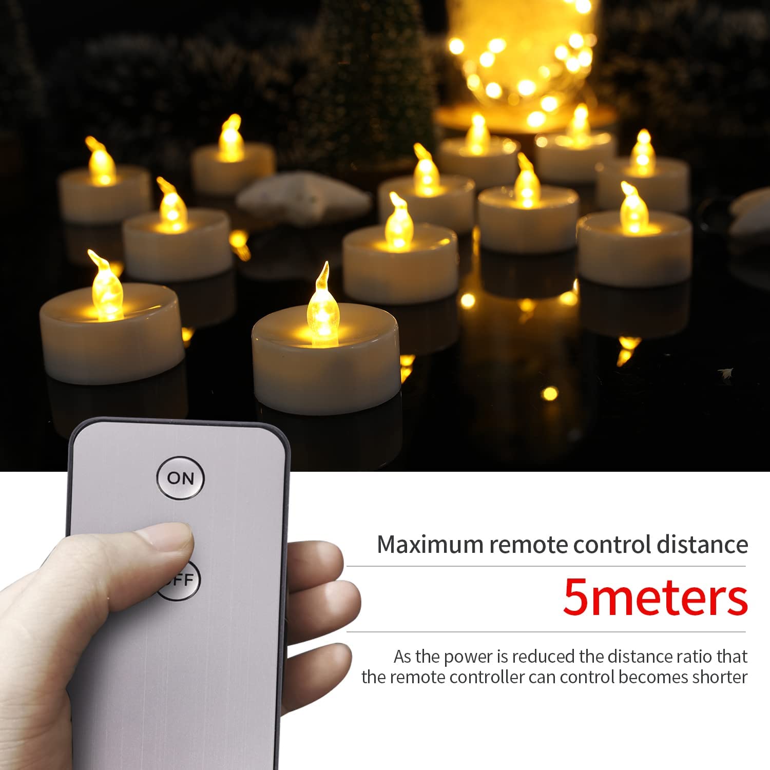 Battery Operated Tea Light Candles with Remote Control 12/24Pack Flameless Flickering LED Realistic and Bright Electric Candles