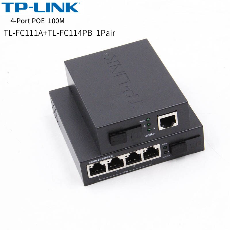 TP-Link 4-Port POE Media Converter 10/100M Single-Mode Single Fiber Optical Transceiver SC Without Box And Power Adapte