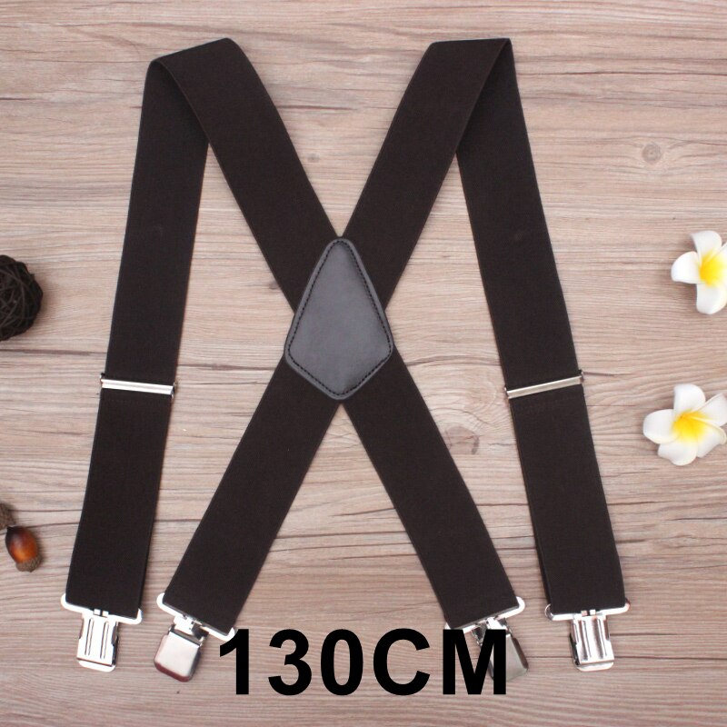 130 cm Plus size Bretels Voor zware Mannen Broek Met 4 Sterke Clips 5 cm Brede Bretels Met X -Back Broek Man Bretels Strap: Coffee-130cm