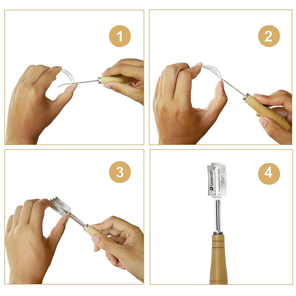 Stainless Steel Bread Dough With 4 Blades For Kichen Supplies Blades Bread Cutter For Slashing Scoring