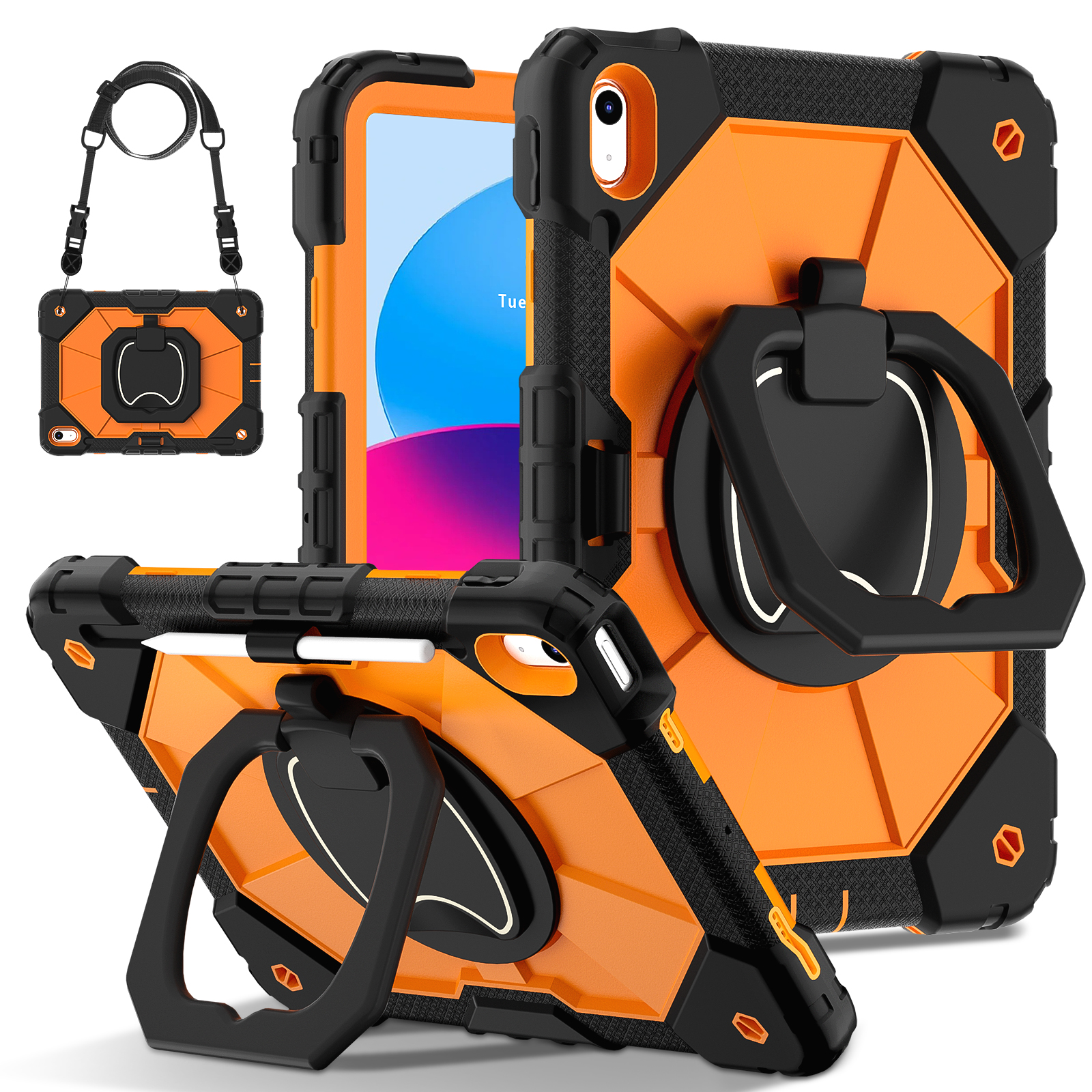 Étui de protection pour tablette adapté pour iPad A16 11Th (2025)/Ipad 10.9 10Th (2022) avec support de sacoche, 12 couleurs disponibles