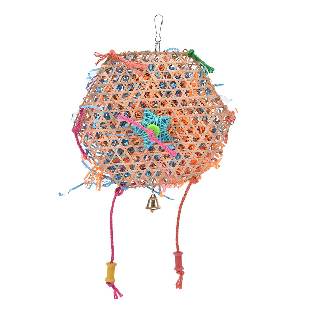 Peck Chewing Parrot Toys Cage Access Cage HangingToy bird swing cage toy foraging toys bites for parakeet Bamboo Weave rope