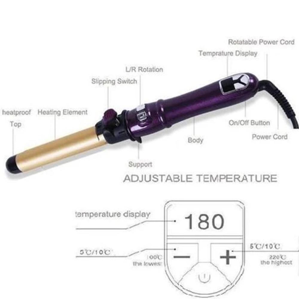 Rotating Curling Iron Automatic Hair Curler Stick Ceramic Roll Curling 360-degree Automatic Rotation Styling Tools: purple color / US